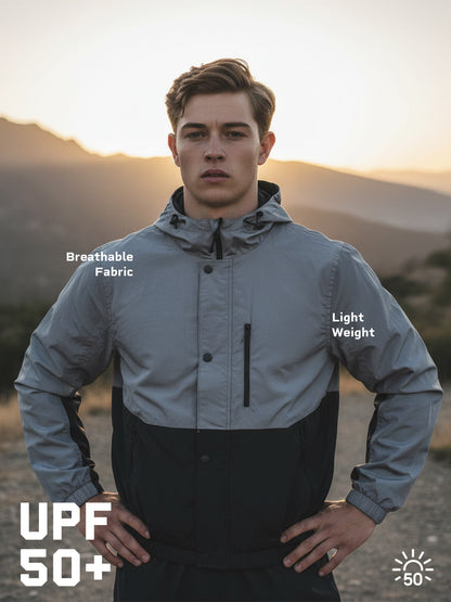 Men’s Lightweight UPF 50+ Sun Protection Summer Grey Black
