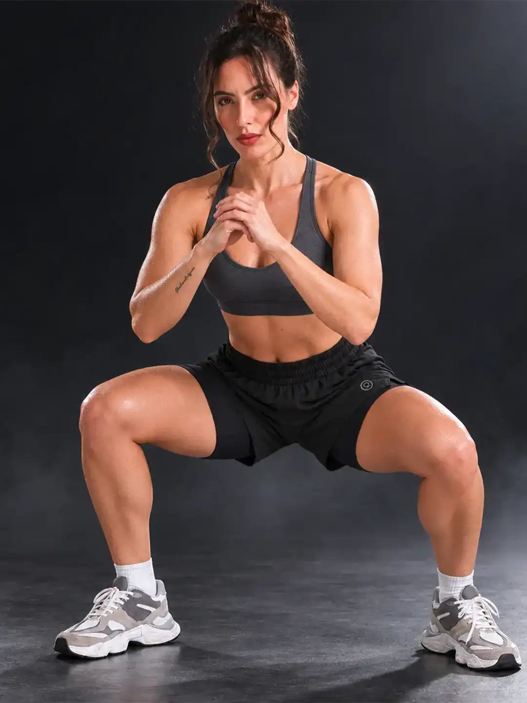 Women's Double Layered Dry Fit Sports Running Shorts Black