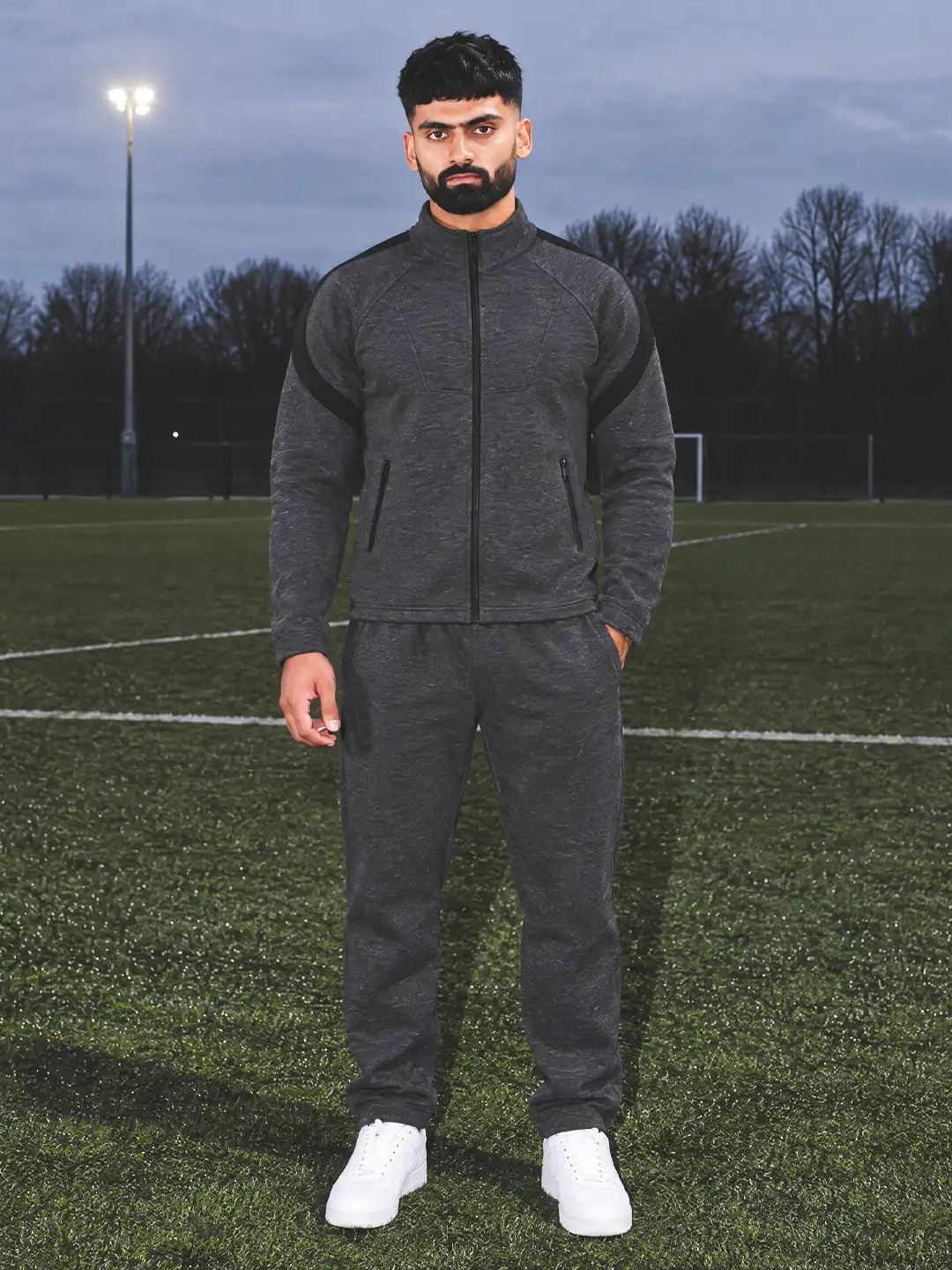Anthra Black Heavy Fleece Winter Tracksuit Men