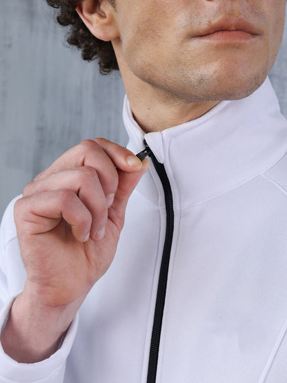 Men White Black Full Zipper Winter Tracksuit