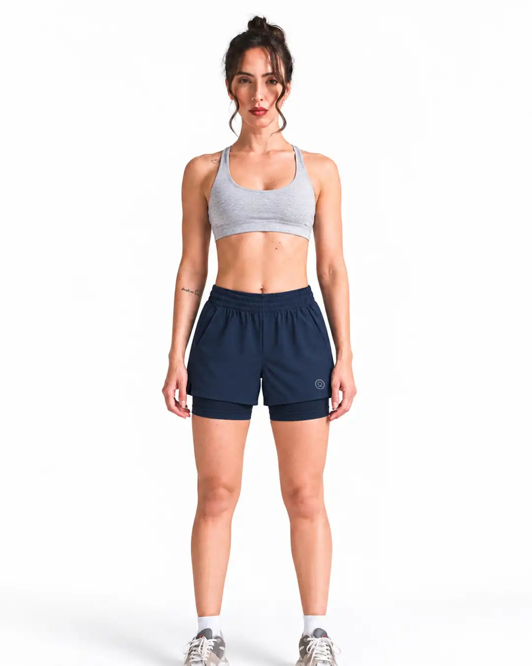 Women's Double Layered Sports Running Shorts Navy