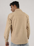 Men Winter Wear Solid Corduroy Casual Shacket