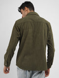 Men Winter Wear Solid Corduroy Casual Shacket