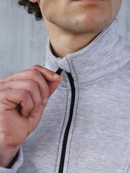 Men Grey Black Full Zipper Winter Tracksuit