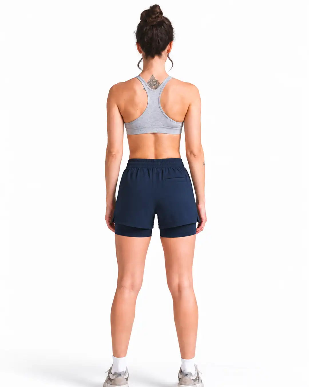Women's Double Layered Sports Running Shorts Navy