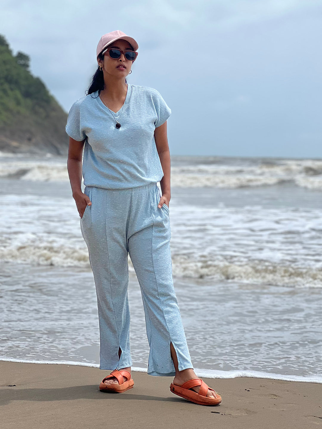 Women's Ice Blue CO-Ord set | CHKOKKO