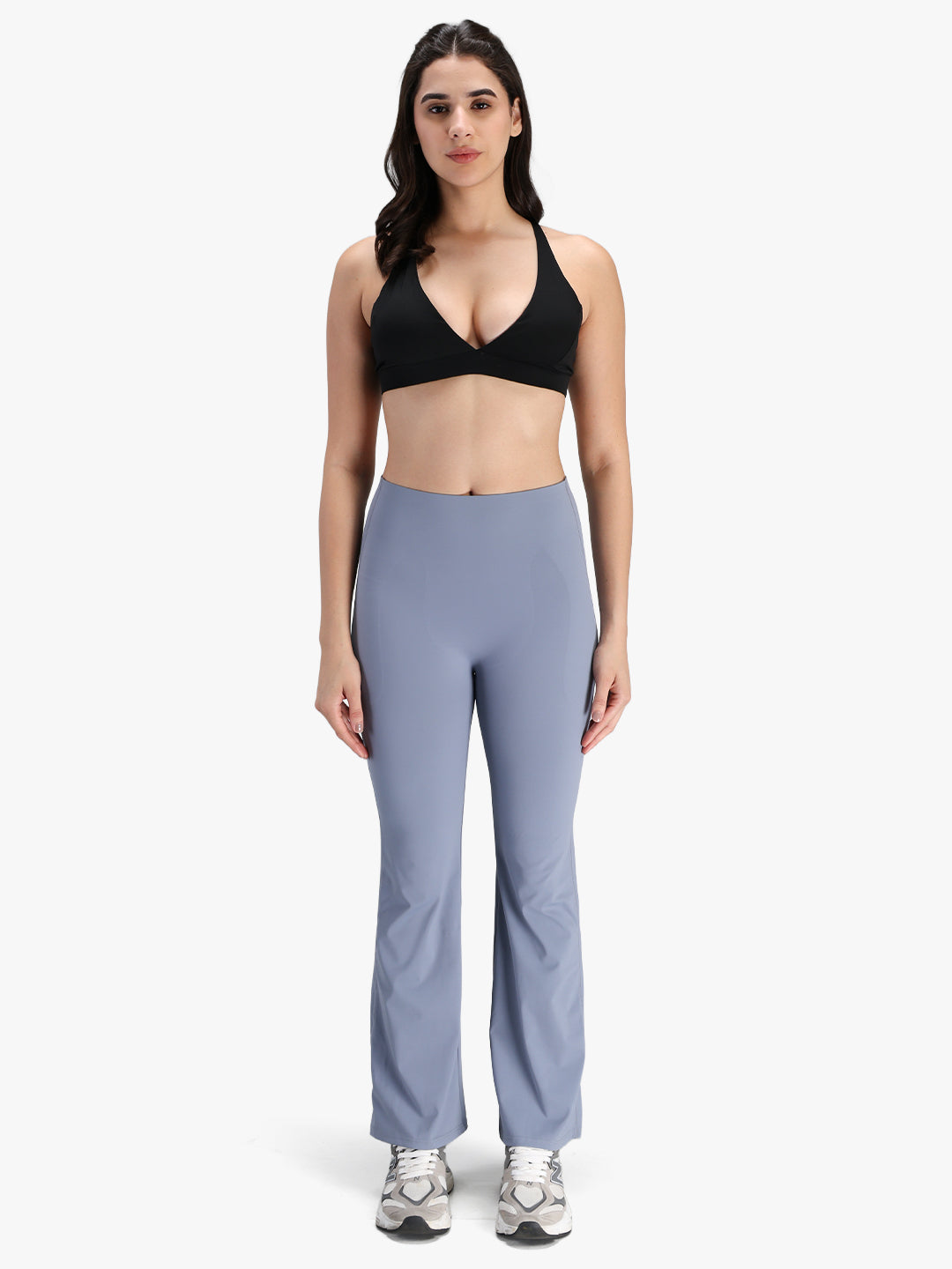 Women Seamless Power Flared Pants Blue