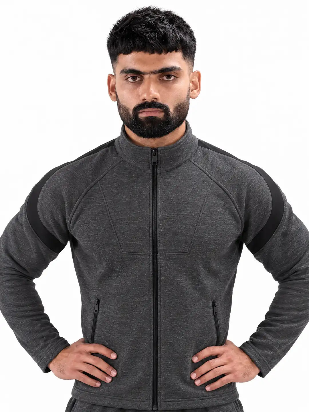 Anthra Black Heavy Fleece Winter Tracksuit Men