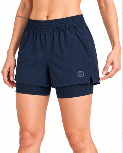 Women's Double Layered Sports Running Shorts Navy