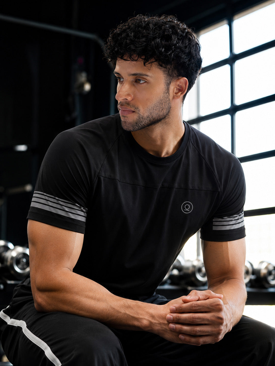 Men's Half Sleeves Dry Fit Gym T-shirt Black