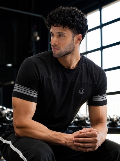 Men's Half Sleeves Dry Fit Gym T-shirt Black