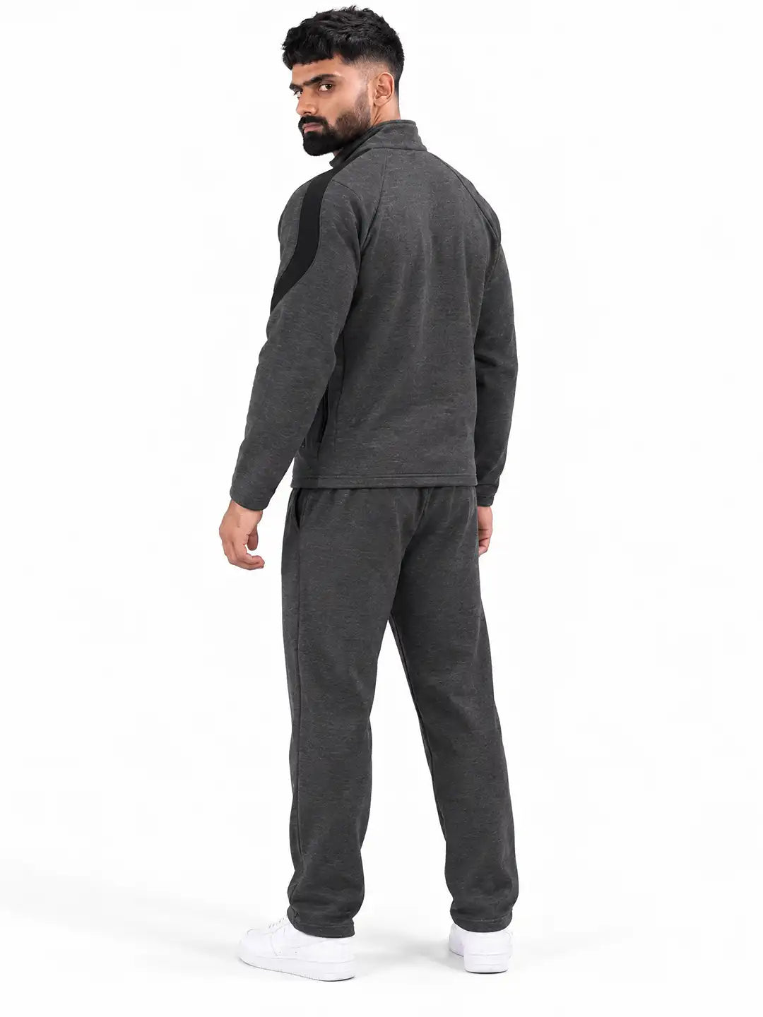 Anthra Black Heavy Fleece Winter Tracksuit Men