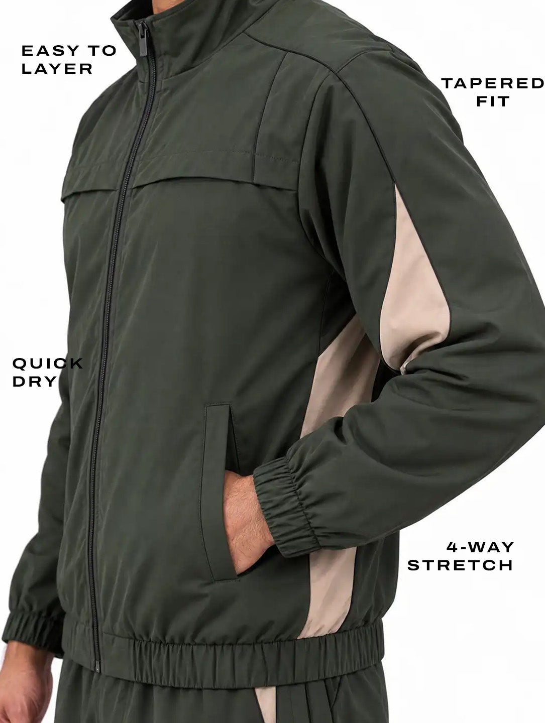 Olive Mouse Light Active Colorblock Track Suit Men