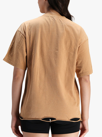 Women's Oversized Acid Wash T-shirt Khaki
