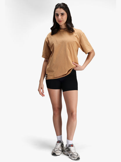 Women's Oversized Acid Wash T-shirt Khaki