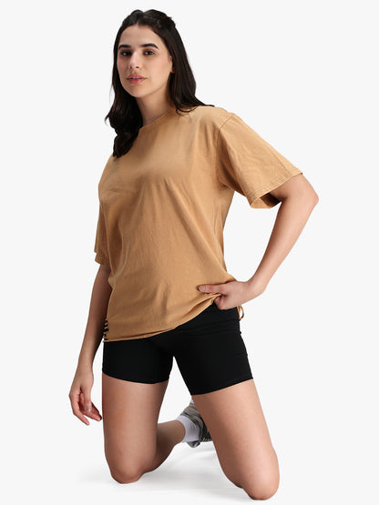 Women's Oversized Acid Wash T-shirt Khaki