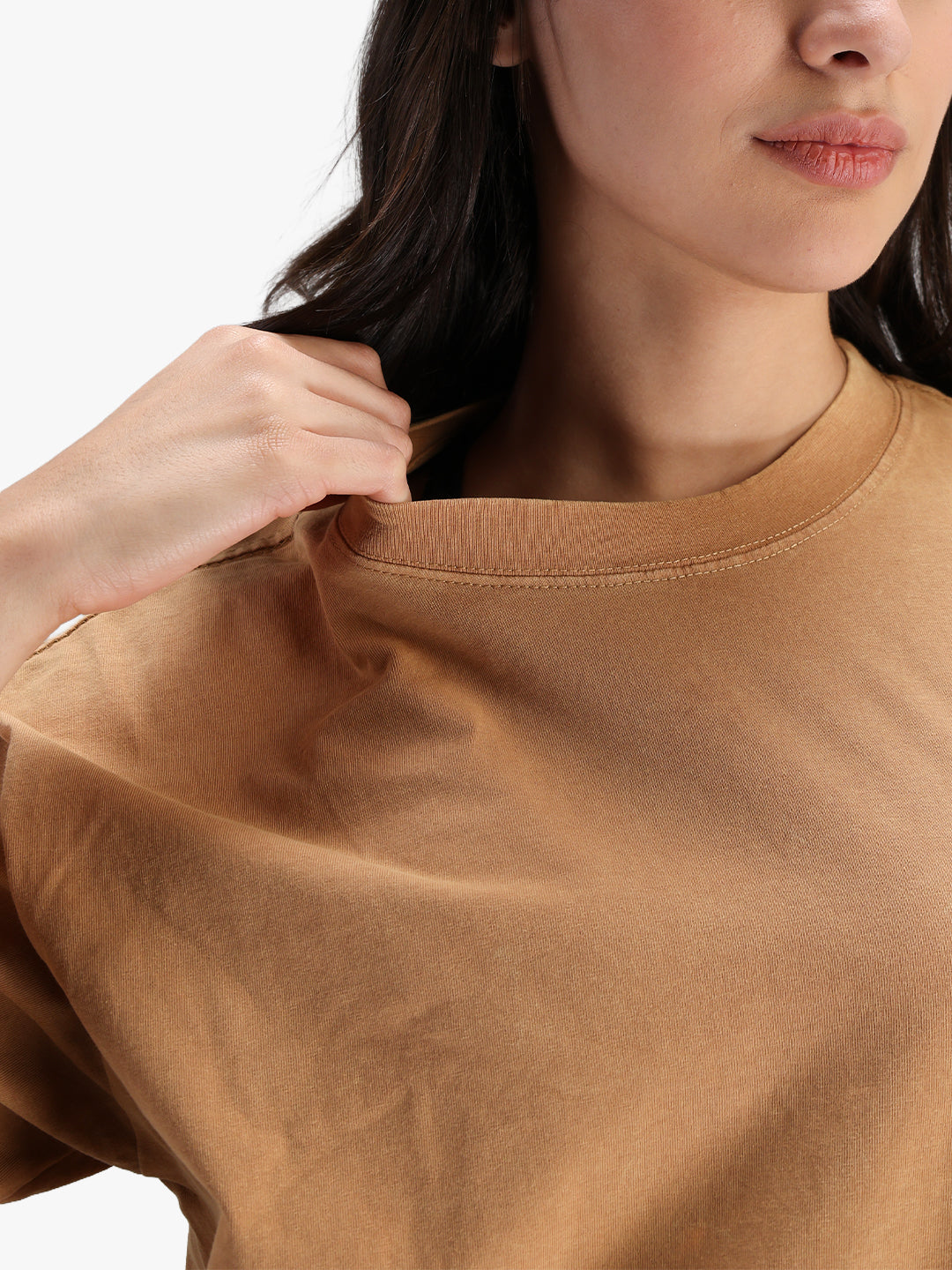 Women's Oversized Acid Wash T-shirt Khaki