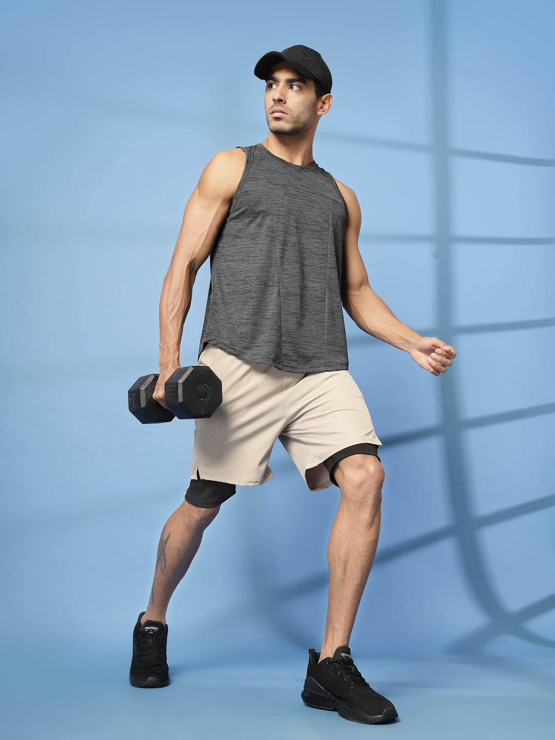 Men Dark Grey Gym Sleeveless Sports Tanktop