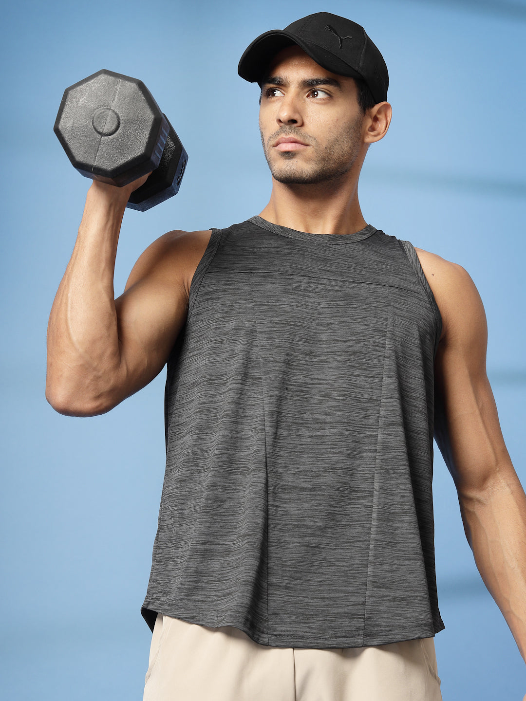 Men Dark Grey Gym Sleeveless Sports Tanktop