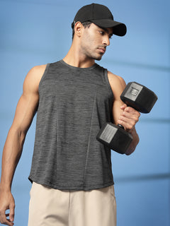 Men Dark Grey Gym Sleeveless Sports Tanktop