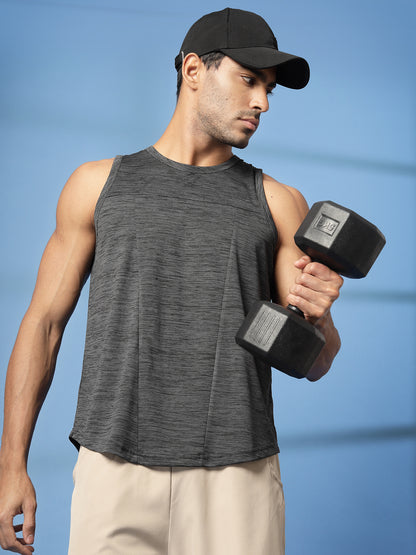 Men Dark Grey Gym Sleeveless Sports Tanktop