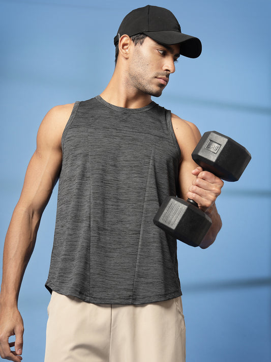 Men Dark Grey Gym Sleeveless Sports Tanktop