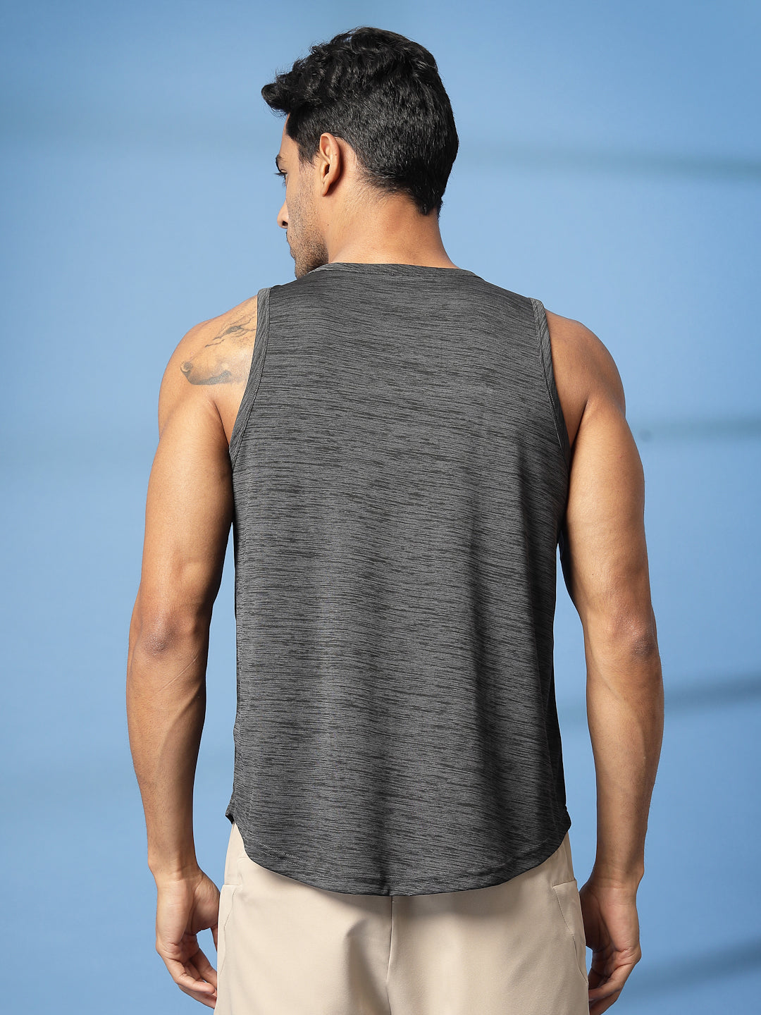 Men Dark Grey Gym Sleeveless Sports Tanktop