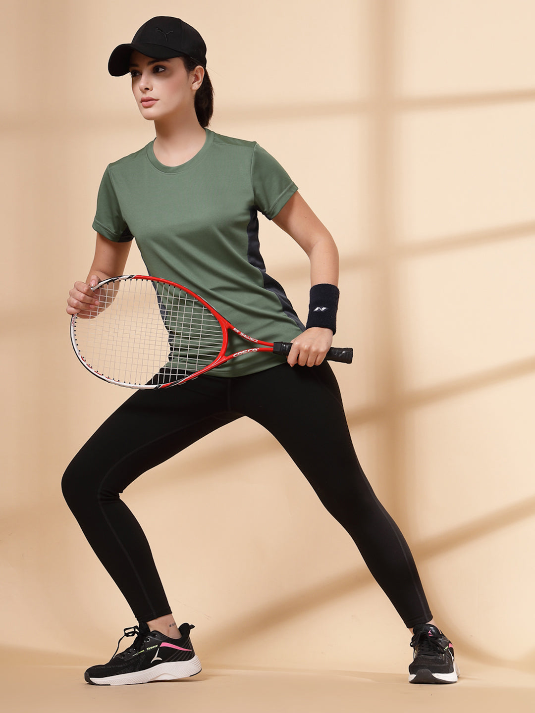 Women's Half Sleeve Dry Fit Active Wear Sports T-shirts Green