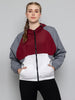 Women Colourblocked Hooded Windcheater Oversized Sports Jacket