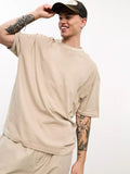 Men Oversized Cotton Solid Round Neck Tshirts