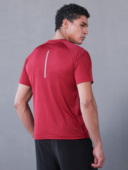 Men's Half Sleeves Dry Fit Gym T-shirt Maroon Grey