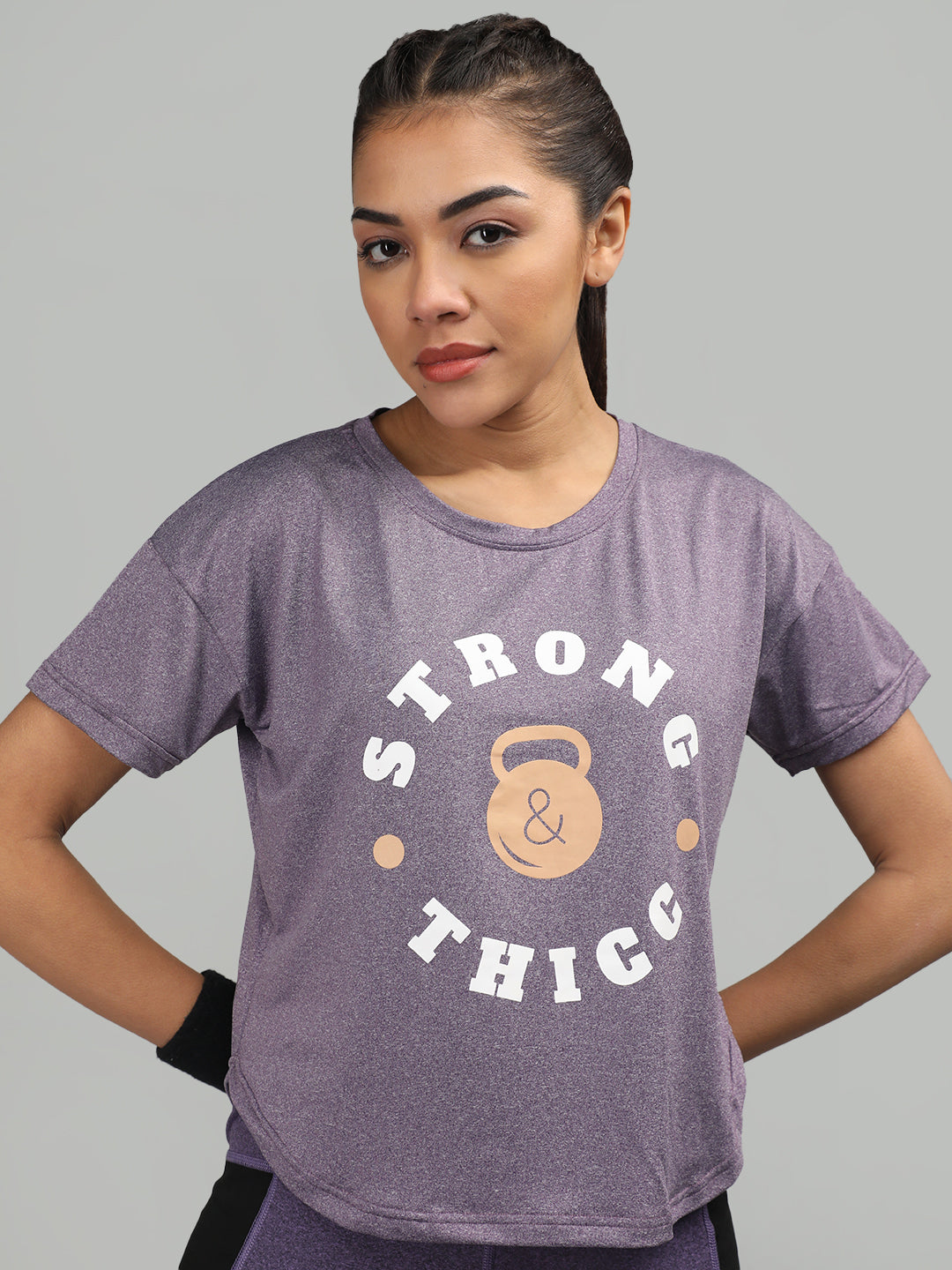 Women Round Neck Dry Fit Gym Sports T-Shirt