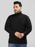 Men Black Winter Wear Cotton Turtle Neck Regular Fit T Shirt