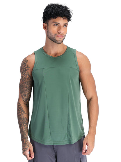 Men Green Dry Fit Gym Sleeveless Sports Tanktop