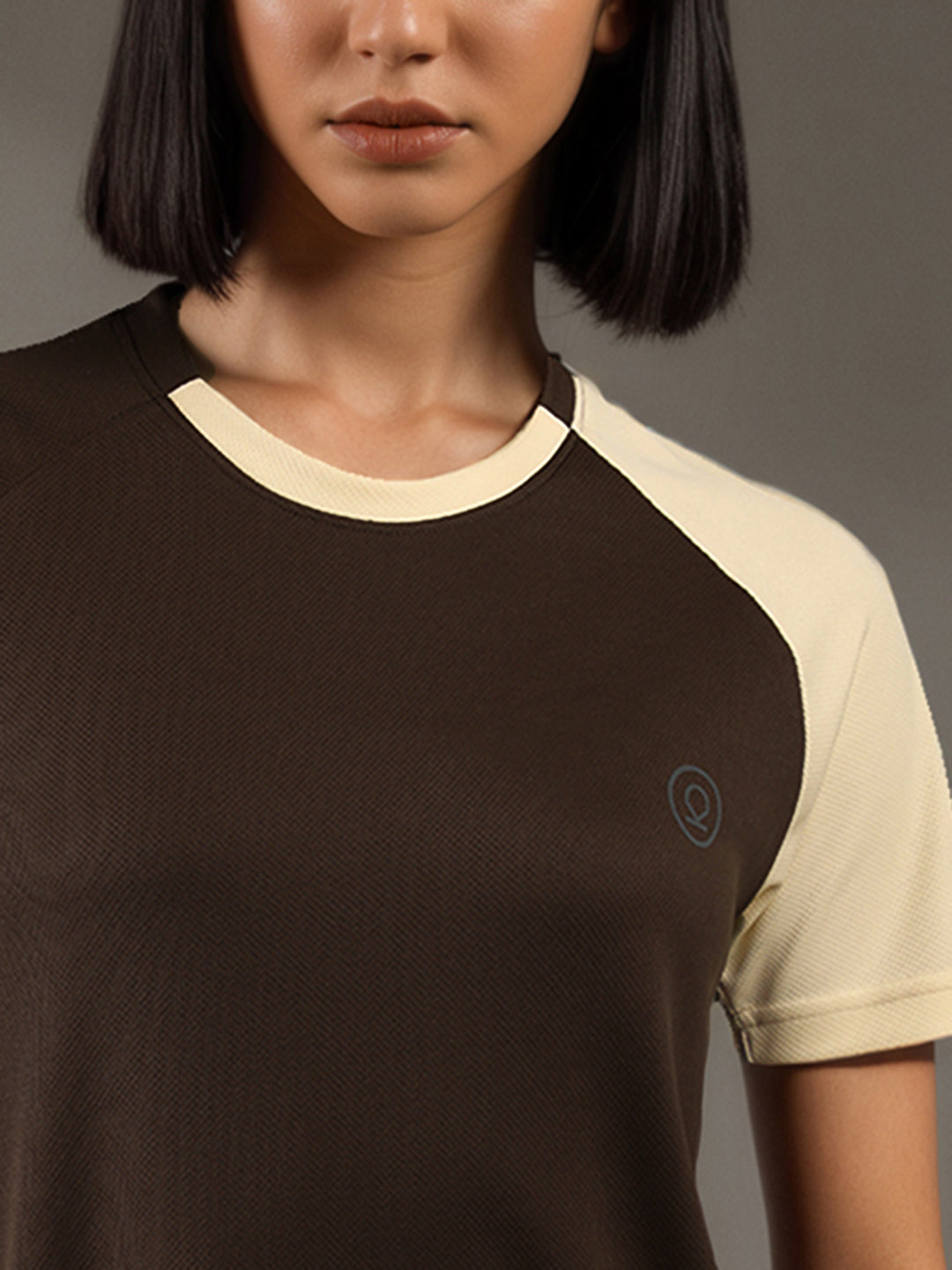 Women's Half Sleeves Sports Gym T-shirt Cream Coffee