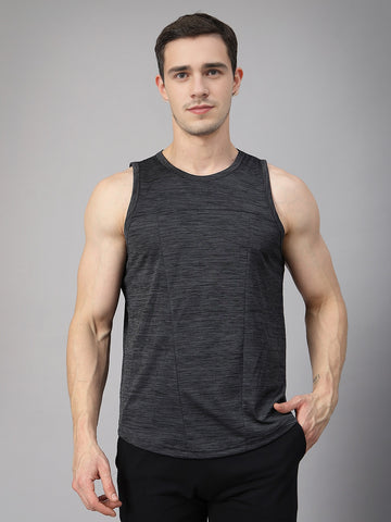 Men Grey Regular Fit Sleeveless Sports Tanktop
