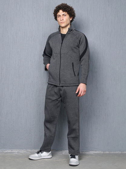 Men Anthra Black Full Zipper Winter Tracksuit
