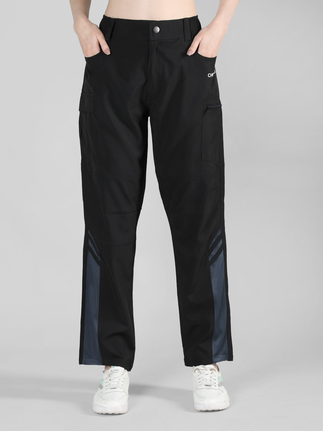 Women's Black DarkGrey Active Trouser | CHKOKKO