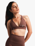 Women’s Seamless Stretch Sports Bra for Gym & Yoga Brown