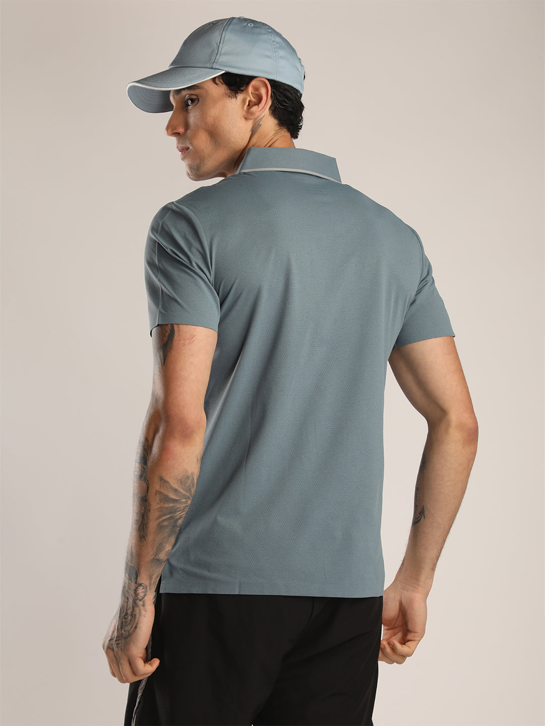Men’s Greyish Blue Premium Polo Sports T-Shirt