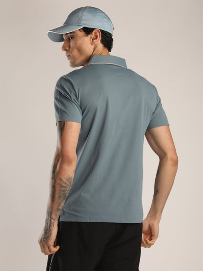 Men’s Greyish Blue Premium Polo Sports T-Shirt