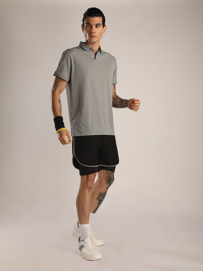 Men's Grey Sports Polo T-shirt