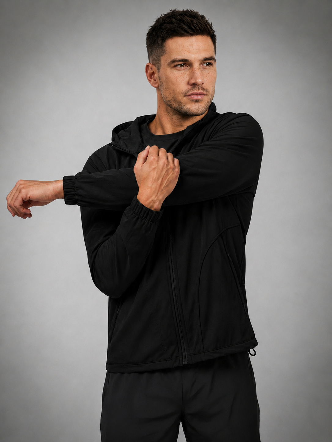 Men's Lightweight UV Protection Hooded Summer Jacket Black