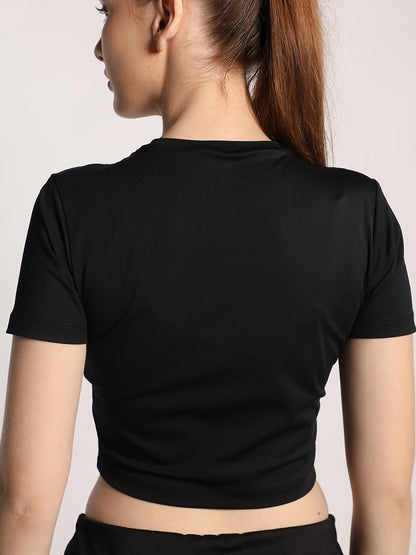 Women Round Neck Half Sleeve Sports Crop Top