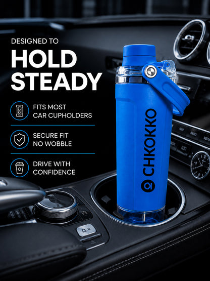 Chkokko Activate Protein Shaker Bottle 600ml with Carry Handle & Leakproof Lid Royal Blue
