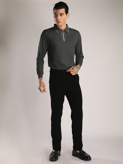 Men's Bottle Green Full Sleeve Polo Sports T-Shirt