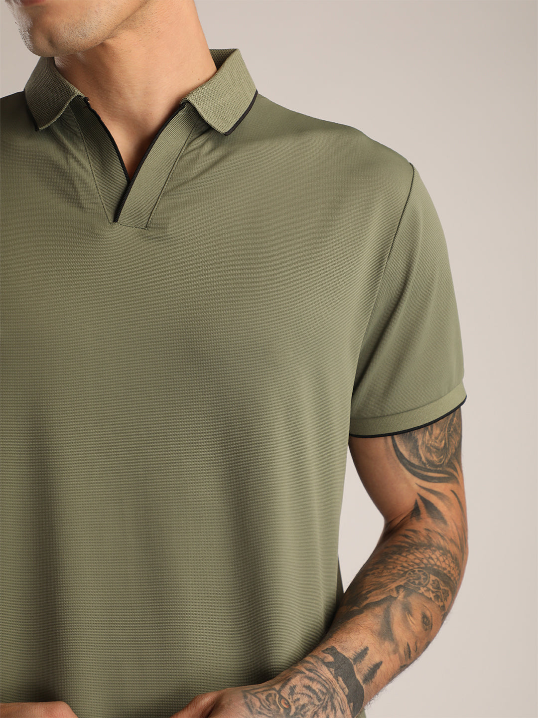Men's Olive Green Sports Polo T-shirt