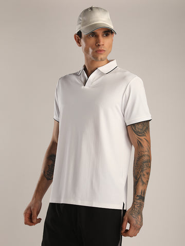 Men's White Sports Polo T-shirt