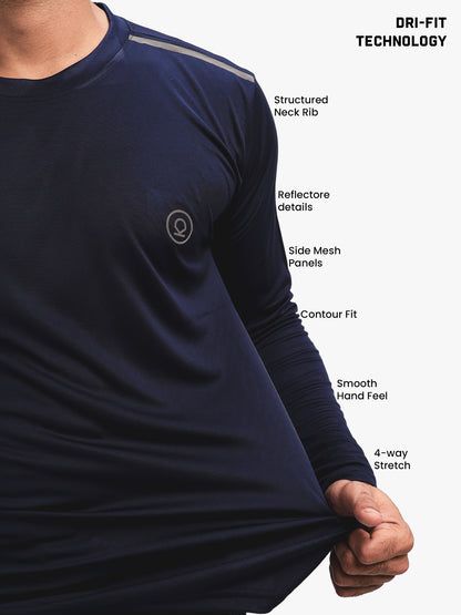 Men's Regular Dry Fit Gym Sports T-Shirt Navy Blue
