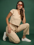 Women Beige Casual Summer Co-ord Set